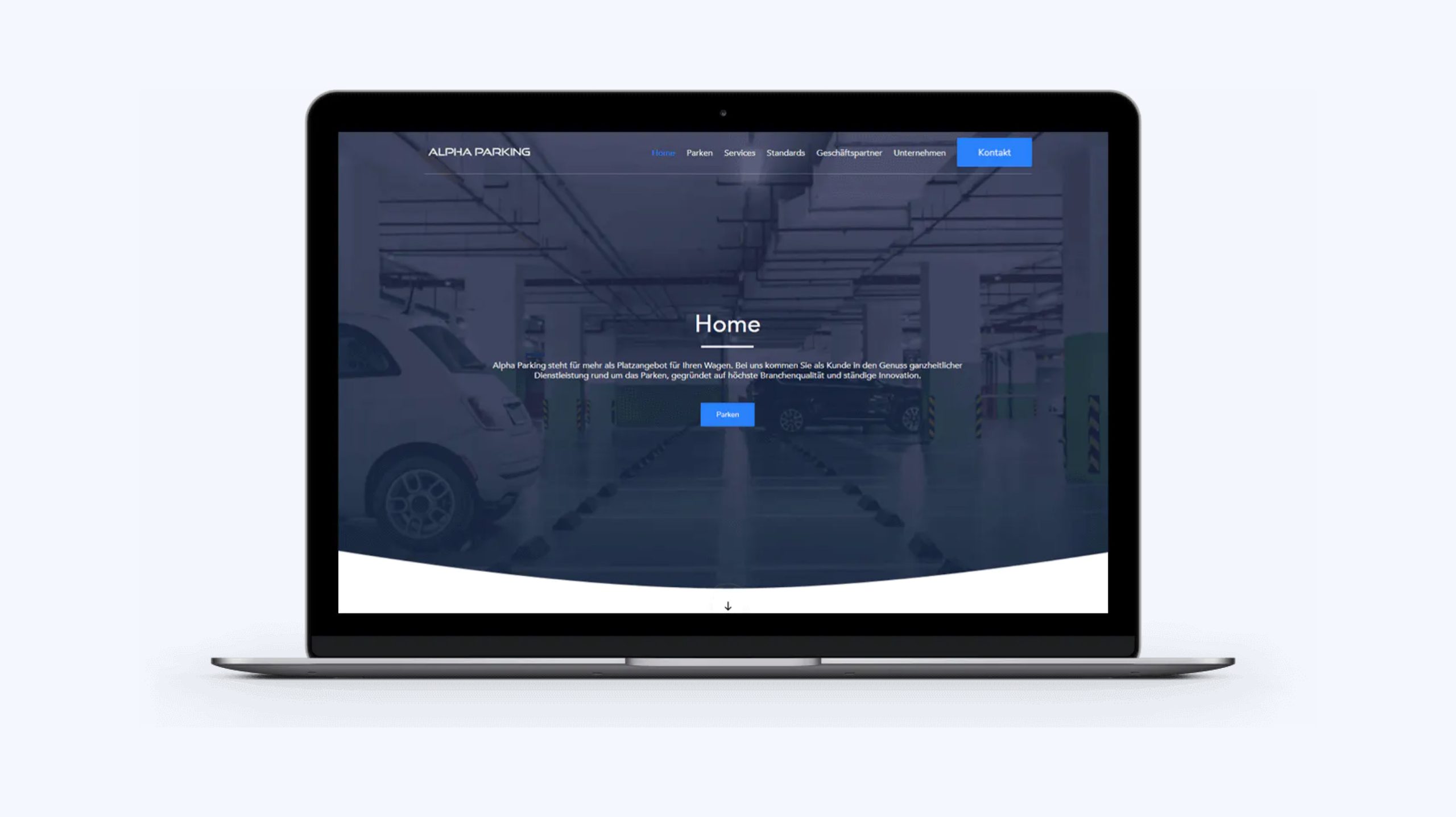Home page of German company that provides innovative parking services in Hamburg