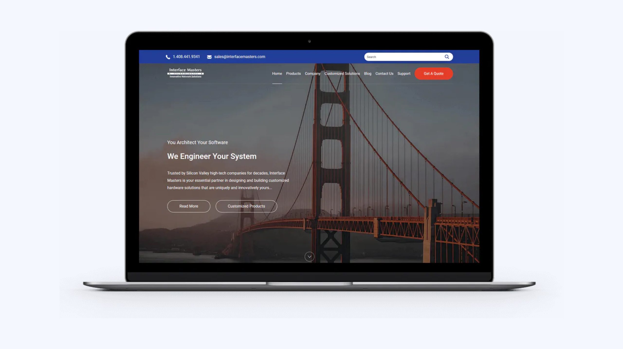 interface masters homepage with parallax image iron bridge