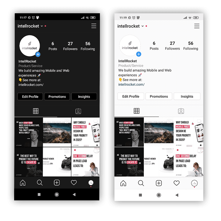 dark interface vs light interface
