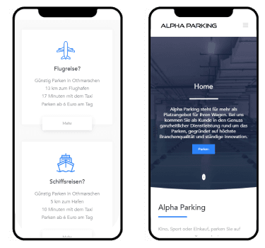 Intellrocket presents the mobile page of the Alpha Parking web application