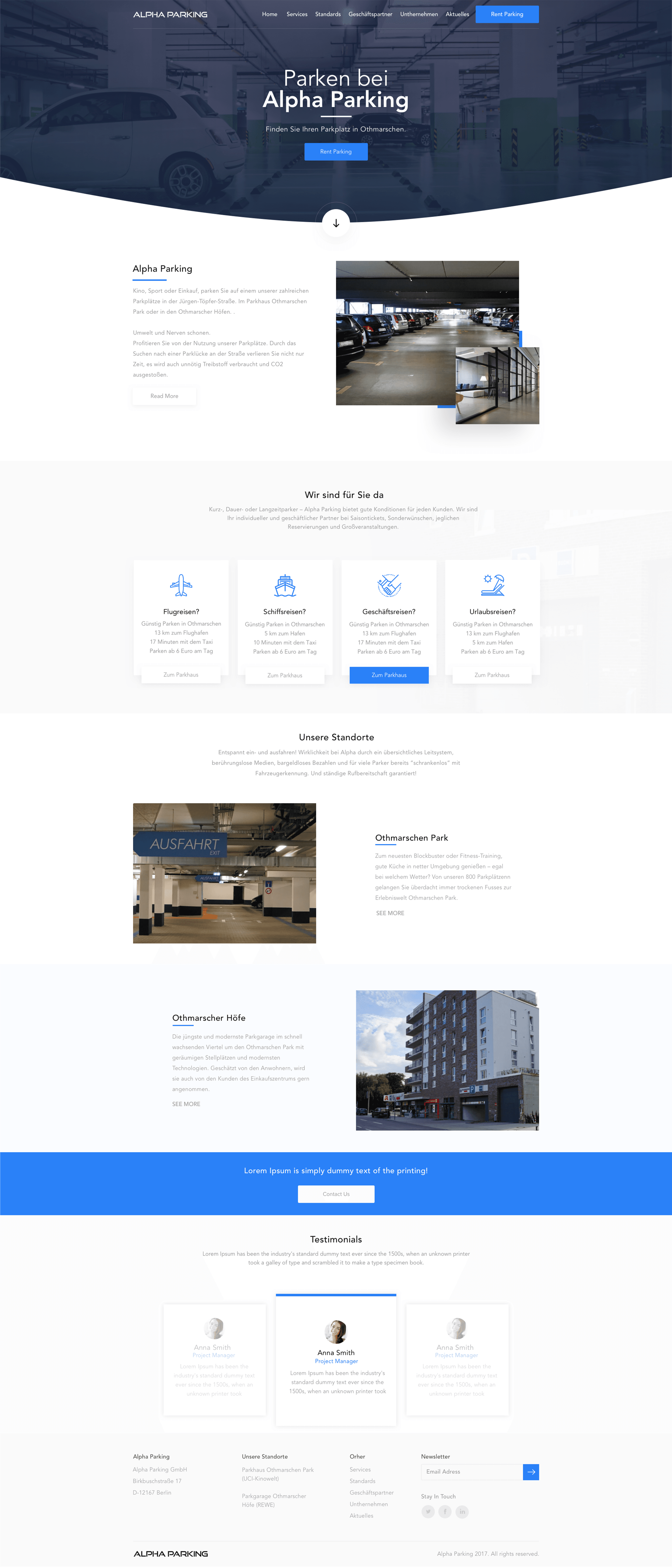 website homepage showcases optimize parking in the city