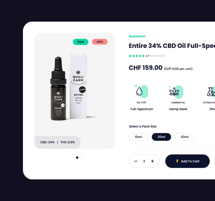 The single product of the CBD platform displays live data from ERP connected through an API