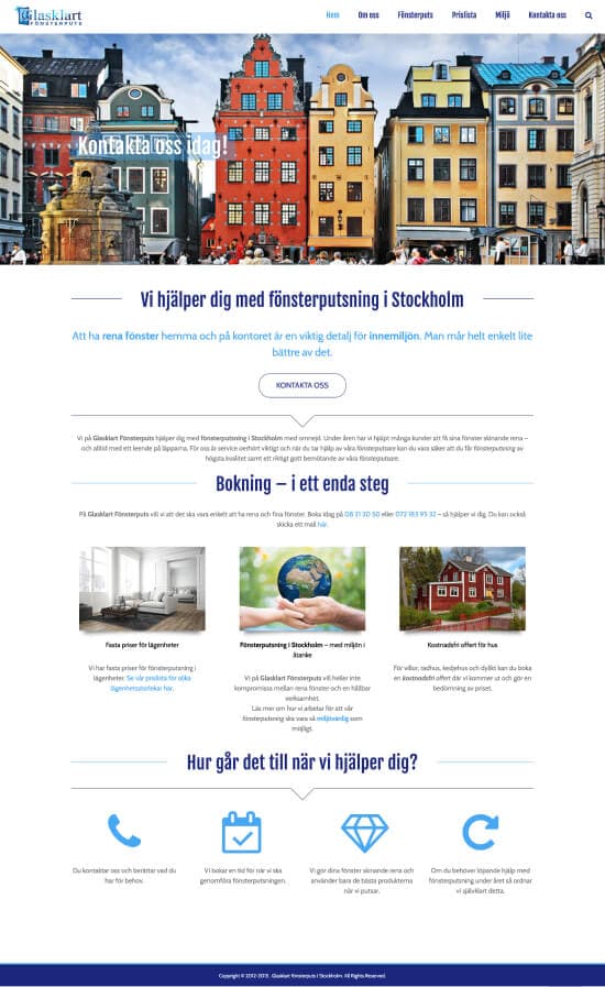 Home page Glasklart before