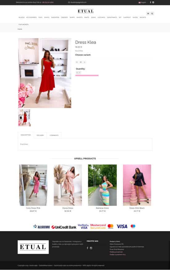 Product Page Etual Shop before