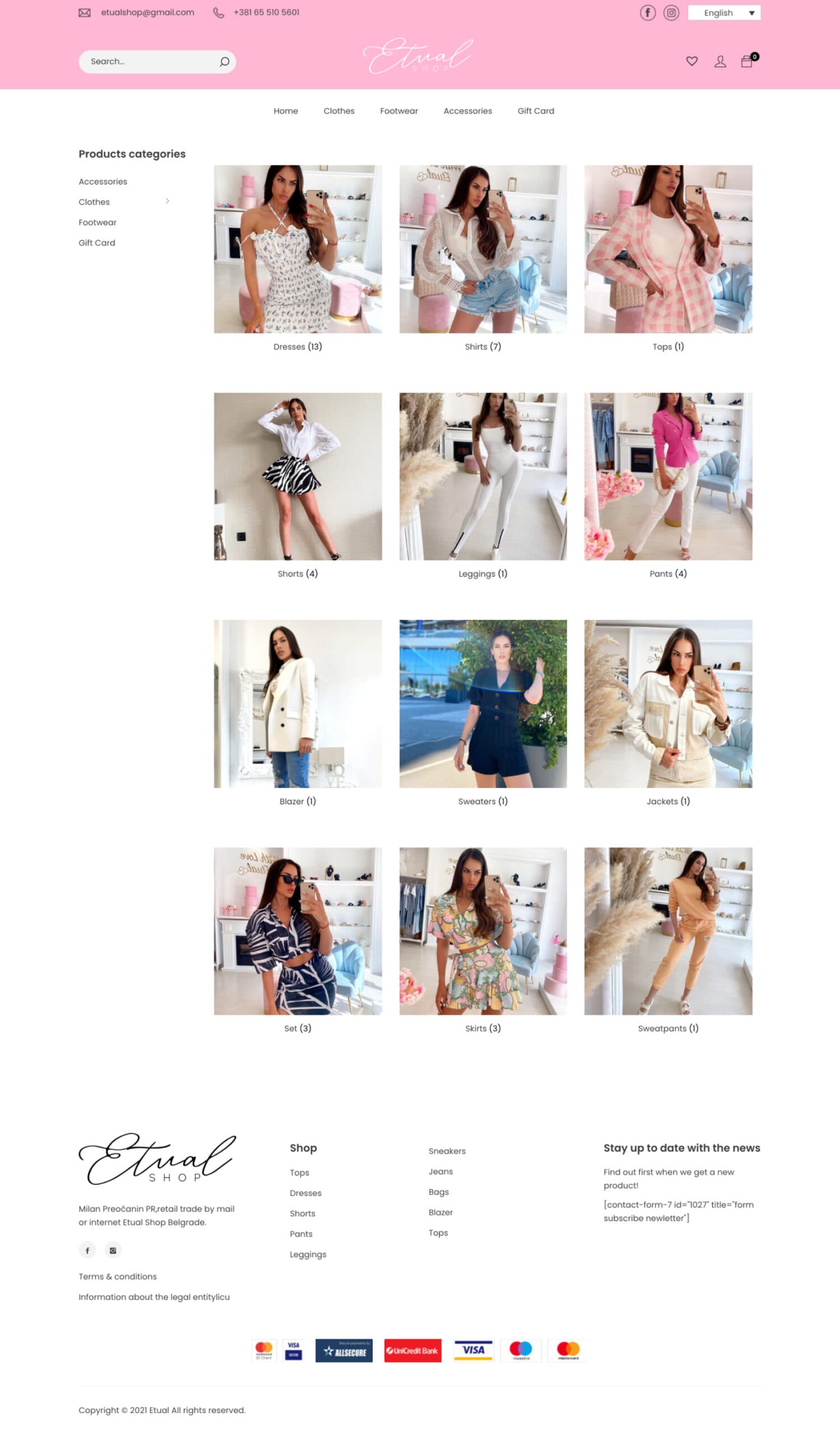 Shop page Etual after