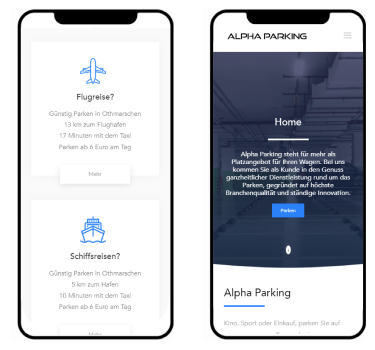 Intellrocket presents the mobile page of the Alpha Parking web application