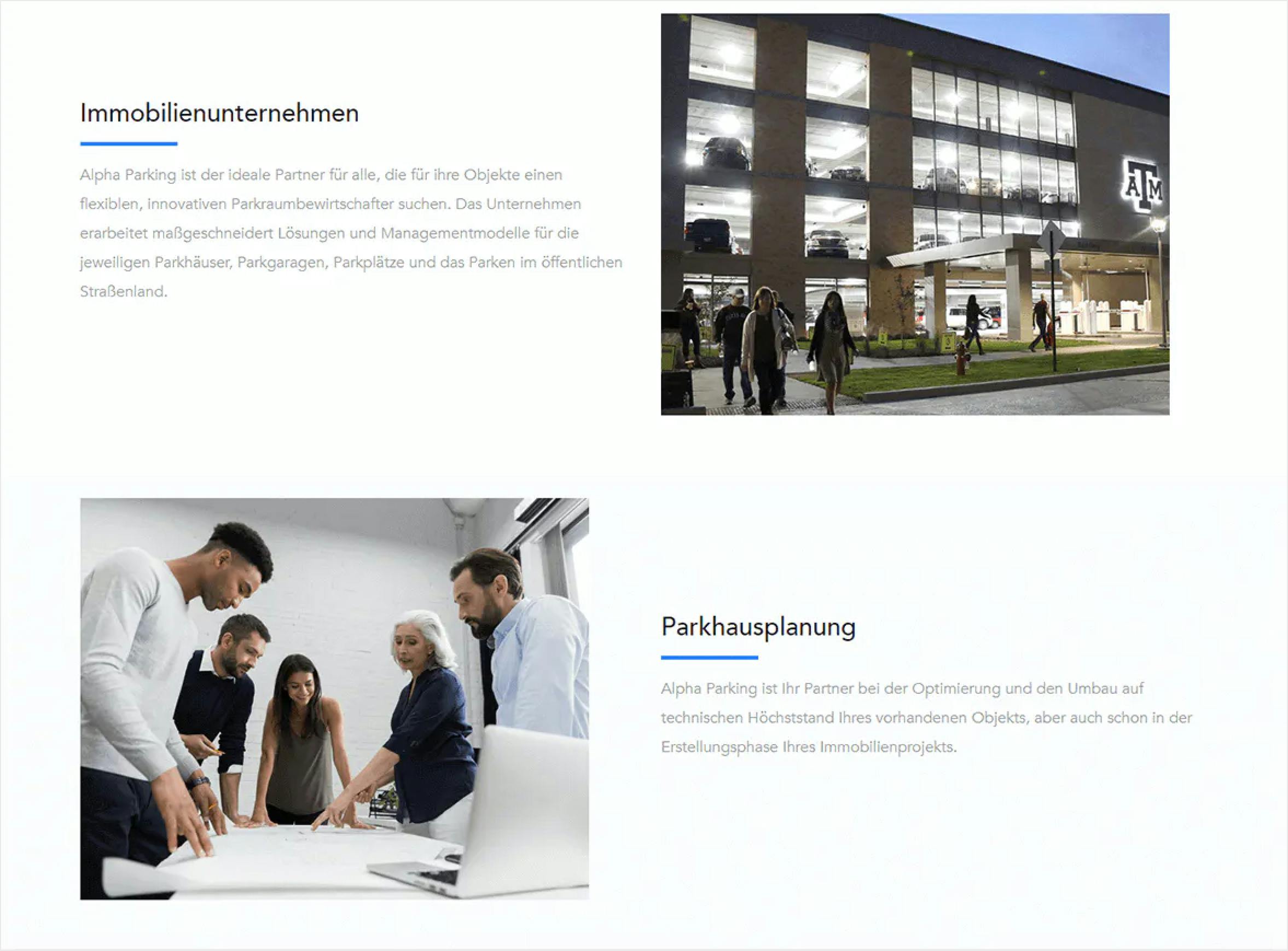 The Alpha parking website is a solutions website with innovative and beautiful colors adapted to all devices