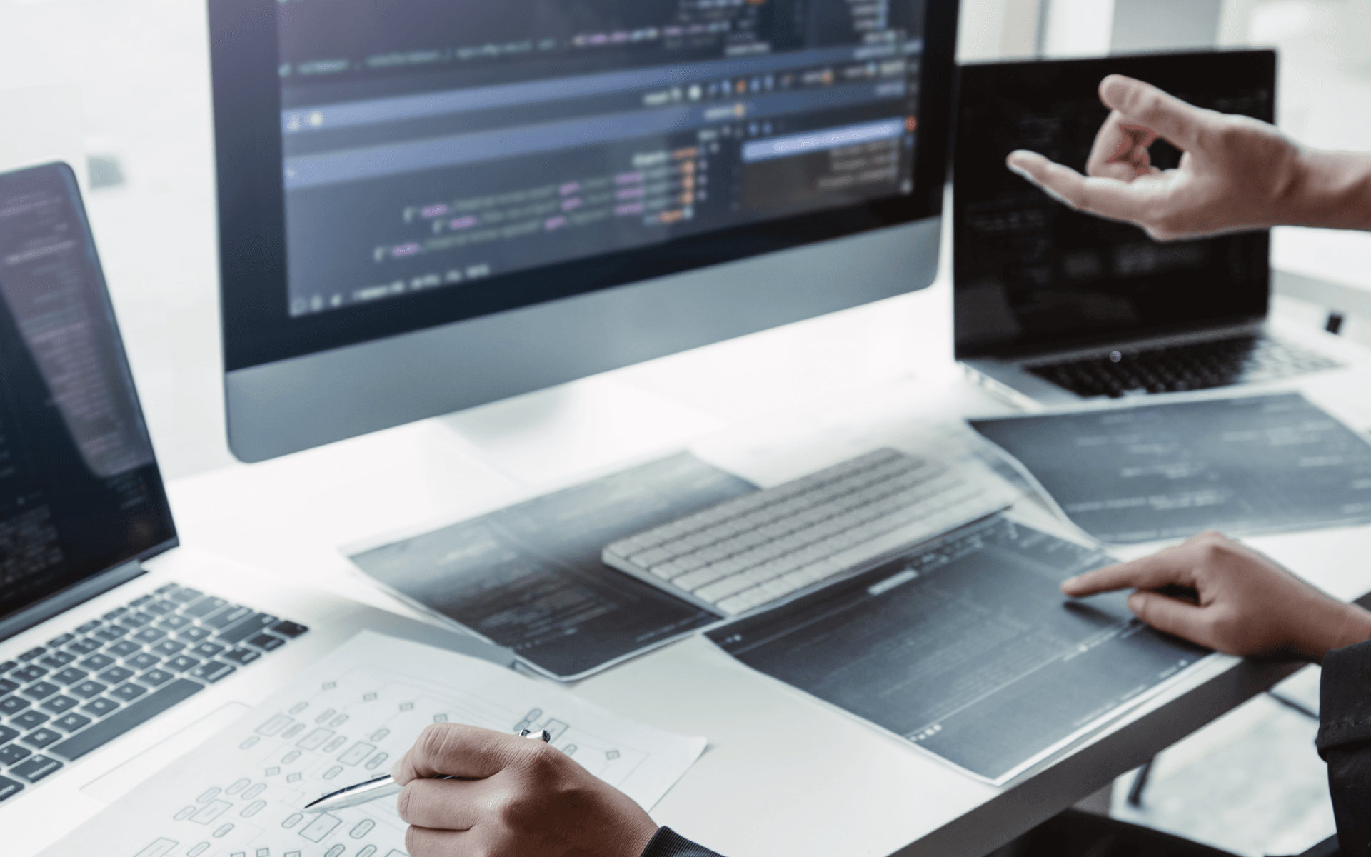 Team collaborating on design and development for a WordPress Design Agency, illustrating the concept of business elevation in the related post.