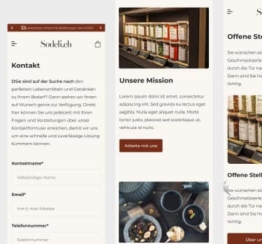 ecoommerce website mobile design pages