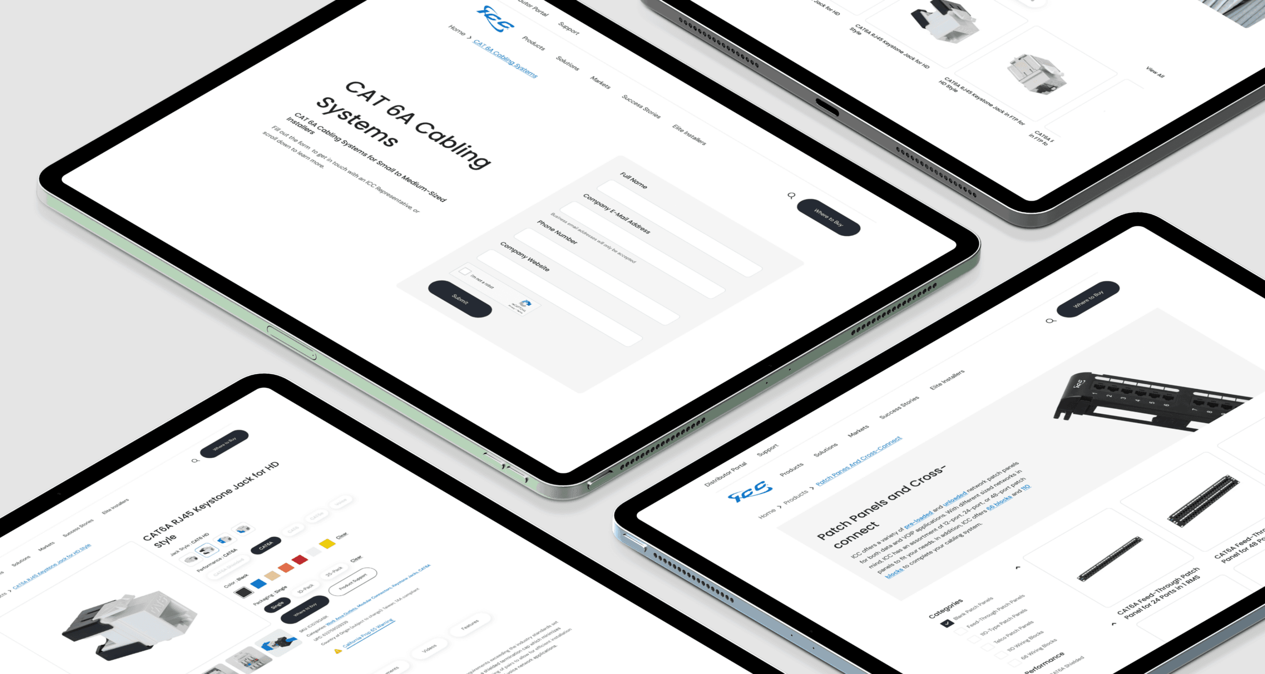 Slide screens of images of ICC eCommerce
